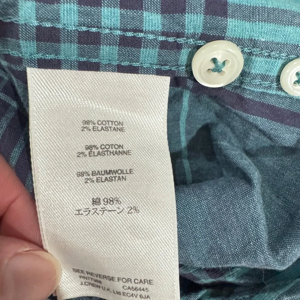 J Crew Shirt Mens M Short Blue Plaid Slim Fit Long Sleeve Button‎ Down Classic